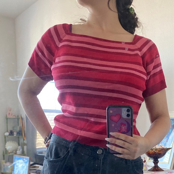 Silk blend Striped sweater blouse - Picture 3 of 4